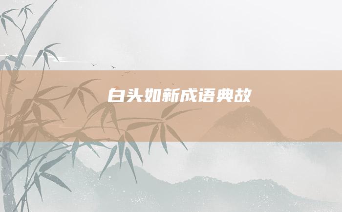 白头如新成语典故