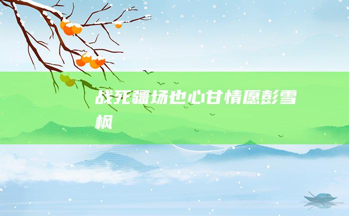 战死疆场也心甘情愿 彭雪枫