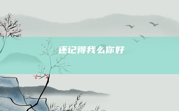 还记得我么你好