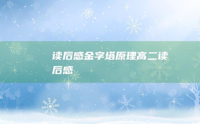 读后感 金字塔原理 高二读后感