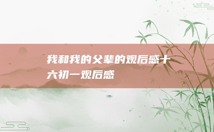 我和我的父辈的观后感十六初一观后感