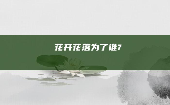 花开花落为了谁?