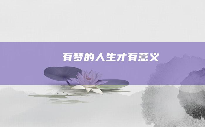 有梦的人生才有意义