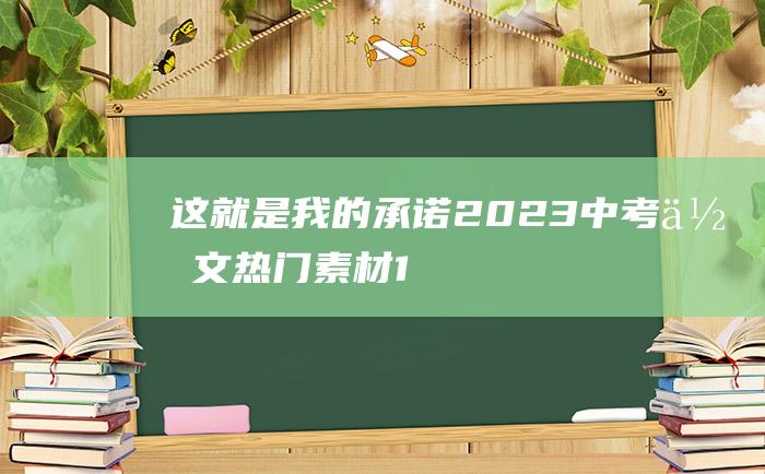 这就是我的承诺2023中考作文热门素材1