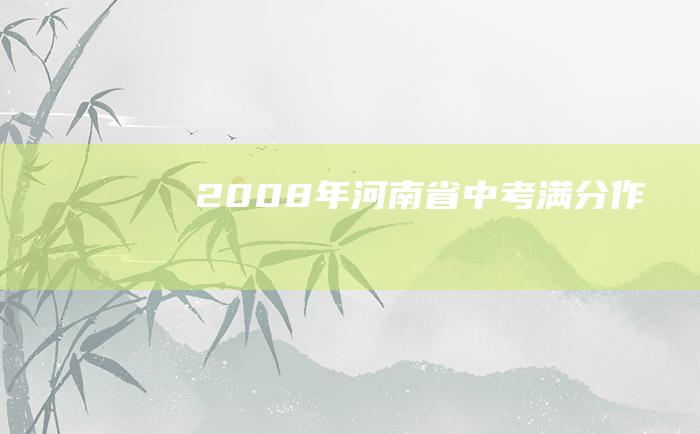 2008年河南省中考满分作文