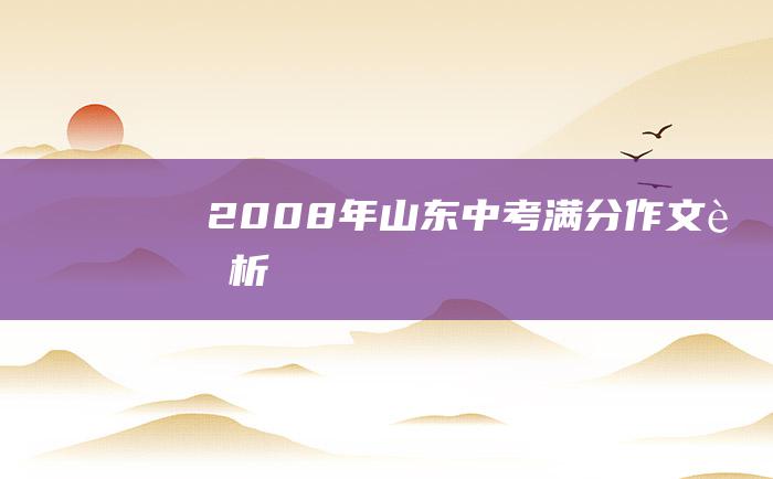 2008年山东中考满分作文赏析