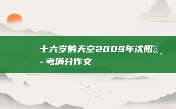 十六岁的天空 2009年沈阳中考满分作文