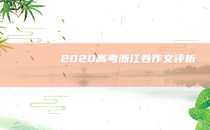 2020高考浙江卷作文评析