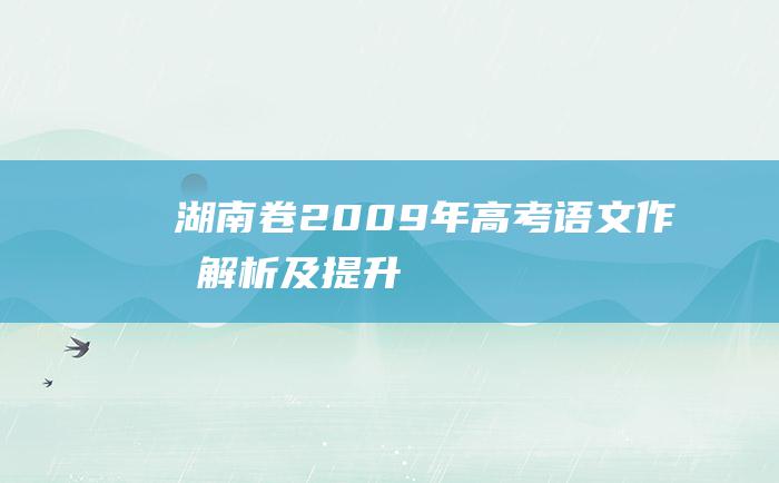 湖南卷 2009年高考语文作文解析及提升