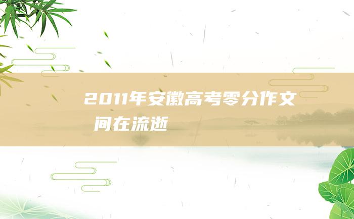 2011年安徽高考零分作文 时间在流逝