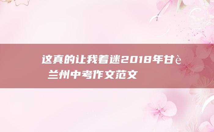 这真的让我着迷 2018年甘肃兰州中考作文范文六 6