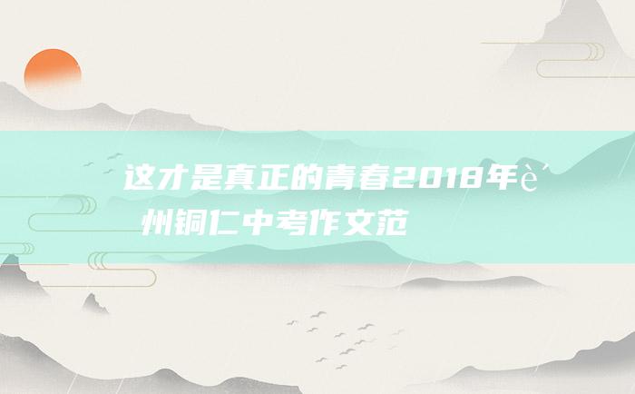 这才是真正的青春 2018年贵州铜仁中考作文范文二