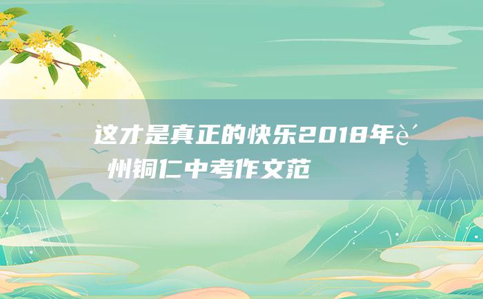 这才是真正的快乐 2018年贵州铜仁中考作文范文五