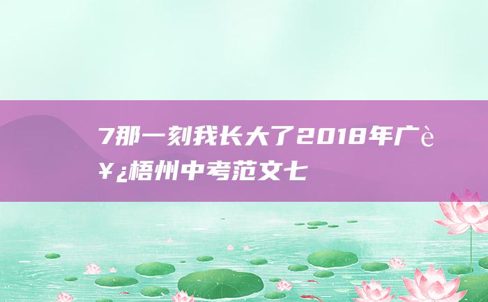 7 那一刻 我长大了 2018年广西梧州中考范文七