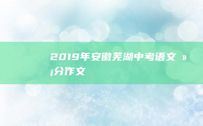 2019年安徽芜湖中考语文满分作文