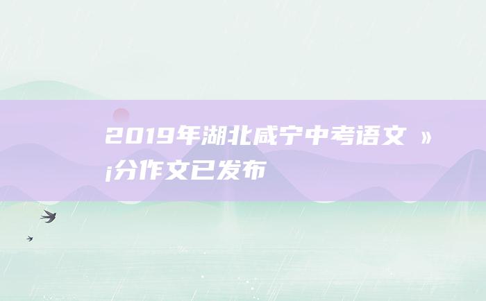 2019年湖北咸宁中考语文满分作文已发布