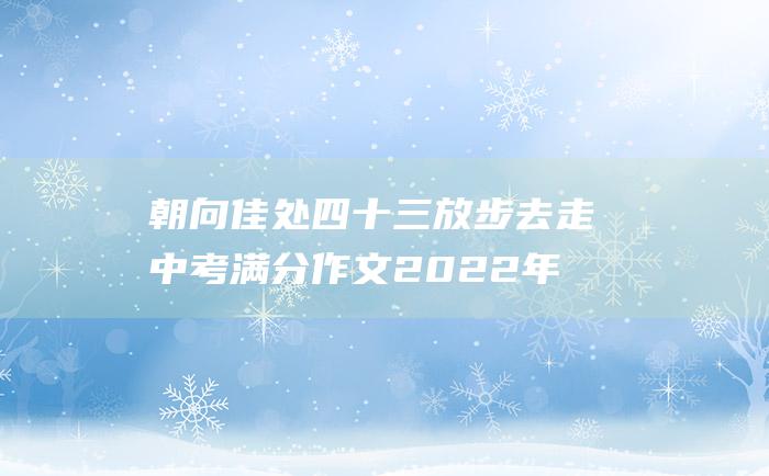 朝向佳处 四十三 放步去走 中考满分作文2022年山东满分作文