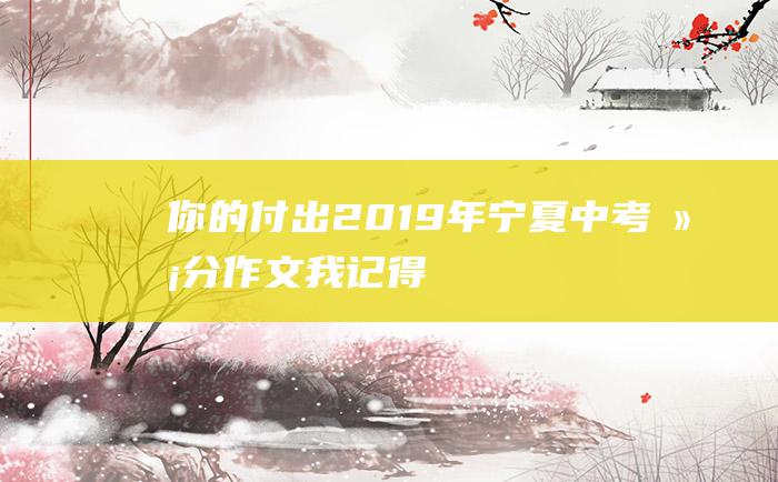 你的付出 2019年宁夏中考满分作文 我记得