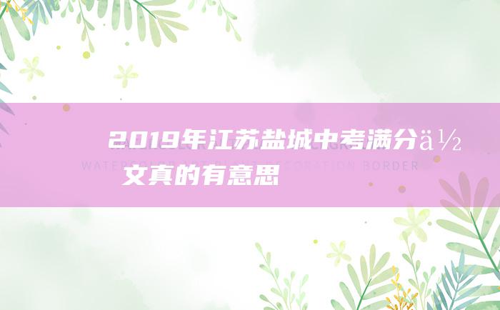 2019年江苏盐城中考满分作文 真的有意思