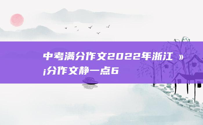 中考满分作文2022年浙江满分作文 静一点6