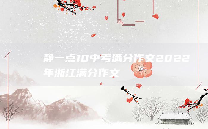 静一点10 中考满分作文2022年浙江满分作文