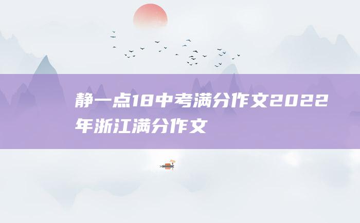 静一点18 中考满分作文2022年浙江满分作文