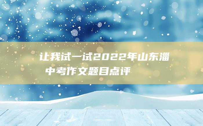 让我试一试2022年山东淄博中考作文题目点评