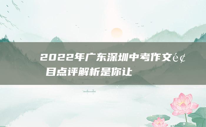 2022年广东深圳中考作文题目点评解析是你让