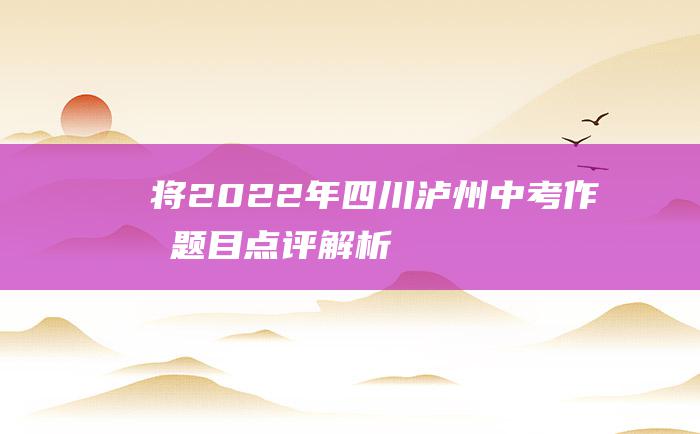 将 2022年四川泸州中考作文题目点评解析