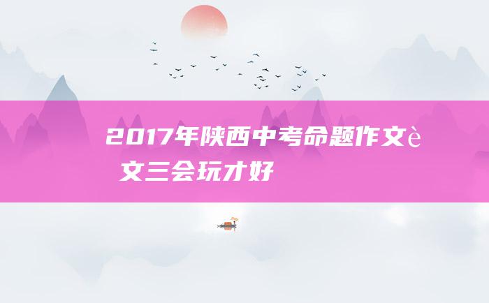 2017年陕西中考命题作文范文三 会玩 才好