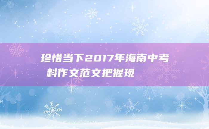 珍惜当下 2017年海南中考材料作文范文 把握现在