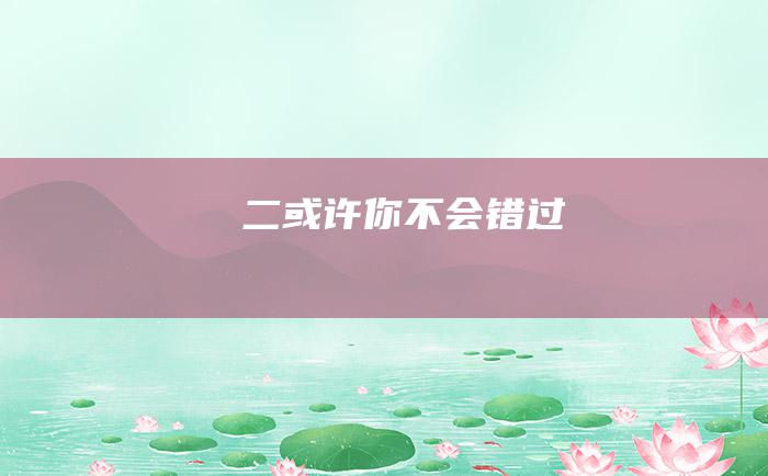 二或许你不会错过